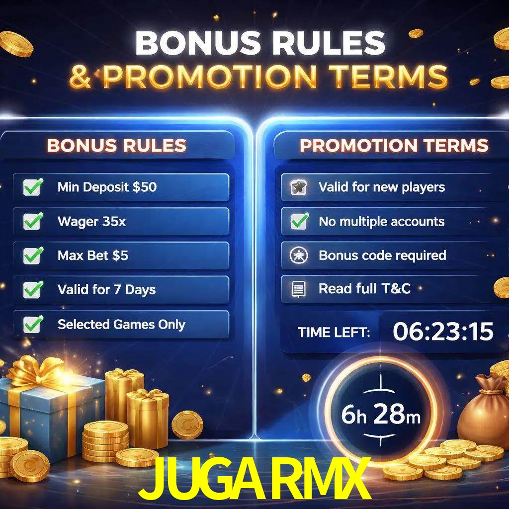Reglas de promoción JUGARMX y condiciones de bonos explicadas visualmente
